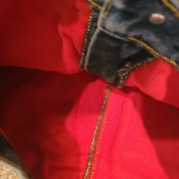 Lands' End Women's Fleece-Lined Straight Leg Blue Jeans - Picture 3 of 4